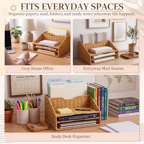 RattanView Desk File Organizer, Woven Mail Organizer Countertop, Plastic - Image 5