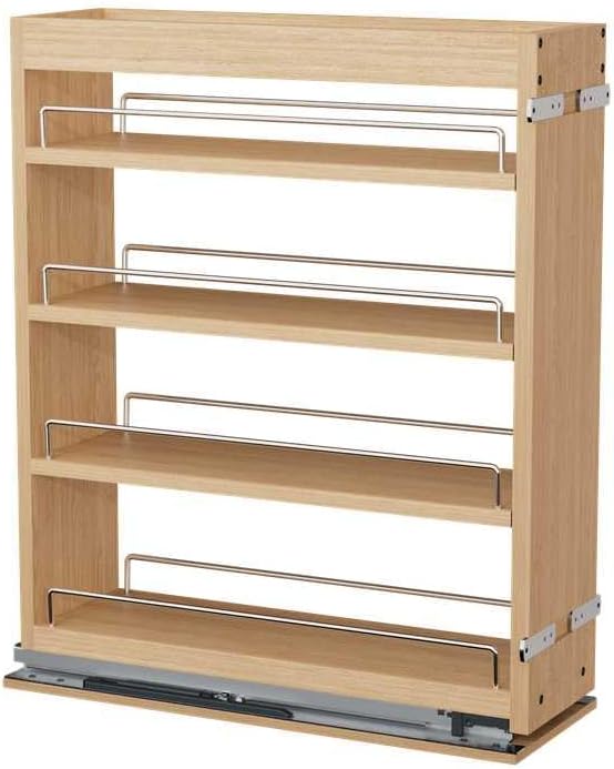 DINDON Pull Out Spice Rack Organizer for Cabinet, (6.5" W x 21.9" D x 25.2" H) Multi-Use Wood Pull Out Cabinet Organizer Slide Out Shelf Cabinet Storage for Kitchen, Pantry Organization by DINDON