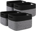 4 Pack Storage Baskets for Organizing, Woven Baskets for Shelves - Perfect for Toys, Books, Towels, and Clothes, Durable Gift Basket Bins Toy Storage, 12.7''Lx9''Wx7.8''H, Dark Grey and Black by SIXDOVE