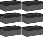 GhvyenntteS Small Fabric Storage Bins with Handles 6 Pack, 11.8" x 7.87" x 5.11" Storage Baskets for Shelves, Baskets for Organizing Clothes Underwear Socks Hats DVDs (Grey/Black) by GhvyenntteS