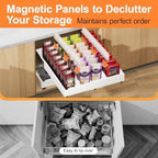 Pull out Cabinet Organizer Expandable W(12"-20") and D(16"-22"), No Drill Adjustable Slide Out Drawers With 3 Slide Rails, 2Pcs Magnetic Panel, Adhesive Roll out Shelves for Kitchen, Cabinets, Pantry - Image 5