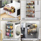 Aufworld Magnetic Spice Rack for Refrigerator, 6 Pack Magnetic Shelf, Fridge Magnet Organizer with Moveable 12 Hooks, Magnetic Fridge Shelf for Kitchen Organization and Storage (6 Pack) - Image 7
