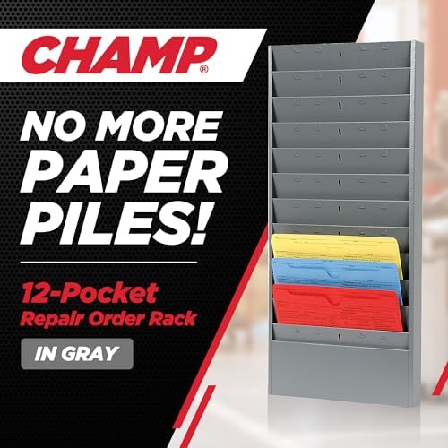 CHAMP Repair Order Rack 12-Pocket Wall Mount Organizer, Gray - Image 2