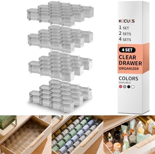 Honeycomb Separator Adjustable Drawer Organizer Divider for Underwear Belt-Scarf Socks Organizer (Gray(4pcs)) by Kocuos+
