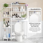 K1 Heavy Duty 7-Tier Over The Toilet Storage（With Basket and Paper Hook）Freestanding Above Toilet Shelf with Adjustable Feet，Space Saver Bathroom Shelves 9.3"D x 33.5"W x 63.8"H，Beige White - Image 6