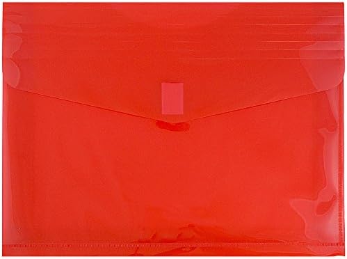 JAM PAPER Plastic Expansion Envelopes with Hook & Loop Closure - Letter Booklet - 9 3/4 x 13 with 2 Inch Expansion - Red - 12/Pack by JAMPaper