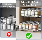 BOIVSHI 2-Tier Spice Rack Organizer, Pull Out Spice Rack for Cabinet, Height Adjustable Heavy Duty Metal Basket for Inside Cabinet & Pantry (11.5''Wx10.5''Dx9.5''H) - Image 3
