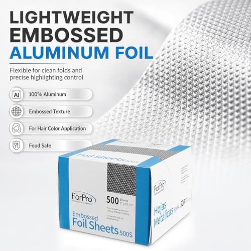 ForPro Professional Embossed Pop-Up Hair Foil Sheets for Salon Hair Color & Highlights, Pre-Cut Aluminum Foils, Non-Slip Embossed Texture, 5" W x 10.75" L, 500-Count (Pack of 12) - Image 4