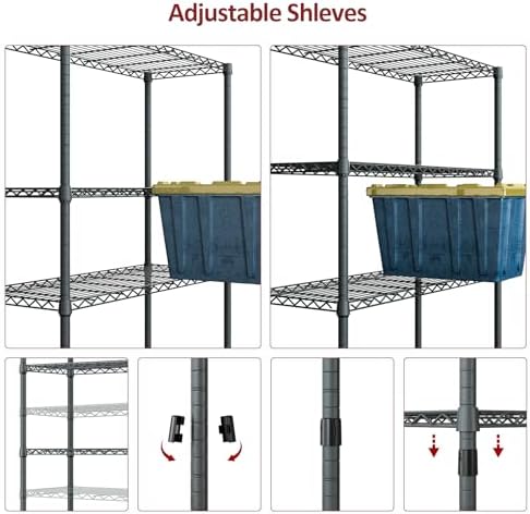 IZEUK 4-Tier Outdoor Metal Storage Shelving Unit, Heavy Duty Wire Rack Organizer with Rust-Resistant and Corrosion-Proof Coating (Grey, 17.7" D x 35.43" W x 59" H) - Image 4