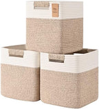 12 Inch Storage Cubes, 3 Pack Cube Storage Bins for Organizing, Cotton Rope Woven Baskets for Shelves, Bathroom, Kids Room, Closets, Baby Nursery by Degeyoyo