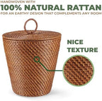 84ECO 3 Gallon Rattan Trash Can with Lid and Liner - Wicker Trash Can for Bathroom, Bedroom, Kitchen, Living Room - Image 5