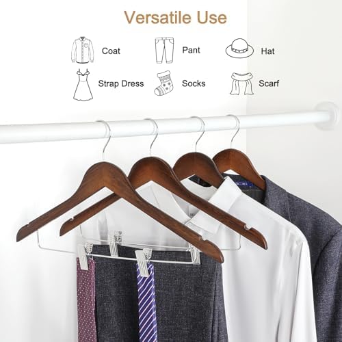 TOPIA HANGER Wooden Suit Hangers with Adjustable Metal Clips (20 Pack), Solid Wood Clothes Hangers, 360° Swivel Hook, Premium Retro Finish Pants Hangers for Clothes Coat, Jeans, Blouse-CT28A20 - Image 6