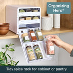 YouCopia SpiceStack,18-Bottle Adjustable Spice Rack Organizer, Pull-Out Seasoning Holder for Kitchen Cabinet and Pantry Storage with 104 Labels and Adjustable Dividers, Speckled White - Image 2