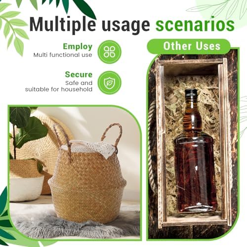 Knitgrip Large Wicker Plant Basket with Handle 10 Inch Woven Seagrass Belly Basket and Artificial Moss for House Plants Picnic Grocery Laundry Storage Home Decor(Large,Original,2 Pack) - Image 6