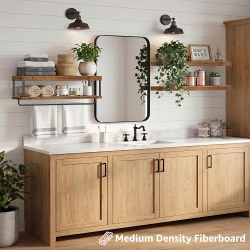 QEEIG Long Bathroom Floating Shelves Over Toilet (Brown, Set of 3, 31.5") - Image 6