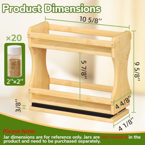 BAMEOS Pull Out Spice Rack Organizer for Cabinet, Bamboo Wide 4.2" Slide Out Seasoning Organizer for Kitchen, No Drill Anti-Tip Ball Bearing Silent Glides, Pantry Cabinet Organizer,Natural - Image 2