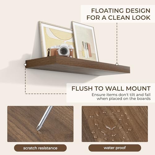 RICHFOCUS Bathroom Floating Shelves for Wall 2Pack|Walnut|32" L - Image 6