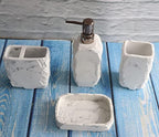 Hymmah Marble Bathroom Accessories Set,Marble Design Toothbrush Holder,Farmhouse Bathroom Decor,4 Pcs Resin Gift Set Apartment Necessities, Contain Toothbrush Cup,Soap Dispenser,Soap Dish,Tumbler - Image 4