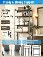 Over The Toilet Storage Cabinet, 4-Tier Bathroom Organizer (Grey) - Image 6