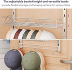 SWTYMIKI Over Door Hat Organizer - 3 Tier Wall Mounted Hat Rack with 2 Adjustable Metal Basket and 3 Hooks, Hanging Baseball Cap Organizer Storage Holds up to 29 Caps for Door, Bedroom, Closet - Image 6