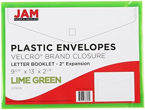 JAM PAPER Plastic Expansion Envelopes with Hook & Loop Closure - Letter Booklet - 9 3/4 x 13 with 2 Inch Expansion - Lime Green - 12/Pack - Image 5