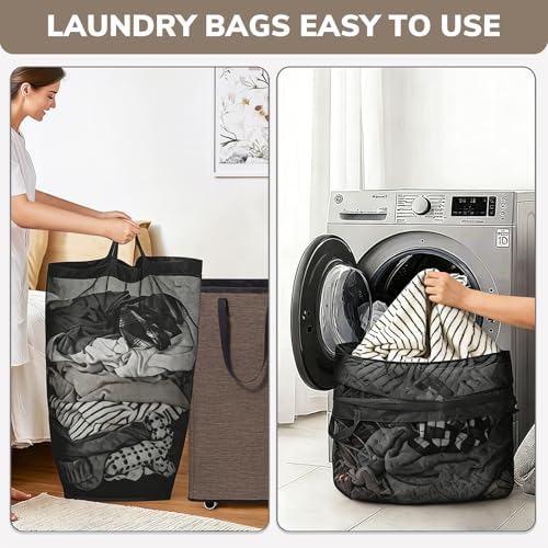 Goodpick 75L Collapsible Laundry Baskets with Removable Wash Bag and Wheels - Image 5