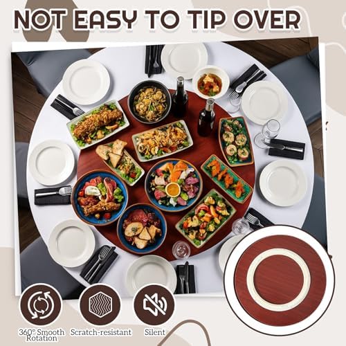 Briwooody 20'' Lazy Susan Turntable Tray for Table Top, Teak - Image 5