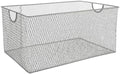 YBM Home Mesh Wire Storage Basket for Shelves, Pantry Organization, and Kitchen - Multipurpose Steel Wire Basket Holder Bin for Organizing Office Supplies, Household Toiletries and Laundry Supplies by YBMHome
