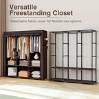 SORCEDAS Portable Closet Wardrobe with Hanging Rods Shelves Clothes Storage - Image 6