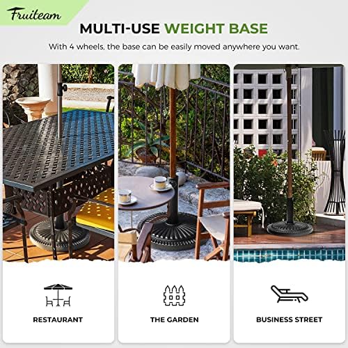 FRUITEAM 15" 23 lbs Round Patio Umbrella Base Pre-Filled Umbrella Stand Sun-Flower-Pattern Heavy Duty Market Umbrella Base Stand for Patio, Outdoor, Swimming Pool, Black - Image 6
