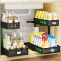 Under Sink Organizer 2-Pack, 2-Tier Pull-Out Cabinet Organizer with Adjustable Height, Metal Under Sink Storage Rack for Kitchen Bathroom Pantry Cabinets, Black by AURIKAR