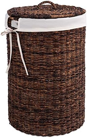 BIRDROCK HOME Seagrass Laundry Hamper with Lid and Liner, Espresso, 26.5” - Image 7