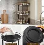 YATINEY 3-Tier Lazy Susan Organizer, Rotating Spice Rack, Spinning Organizer, Industrial Turntable Spice Rack Organizer for Cabinet, Kitchen Countertop, Pantry, Black SR23BK - Image 4