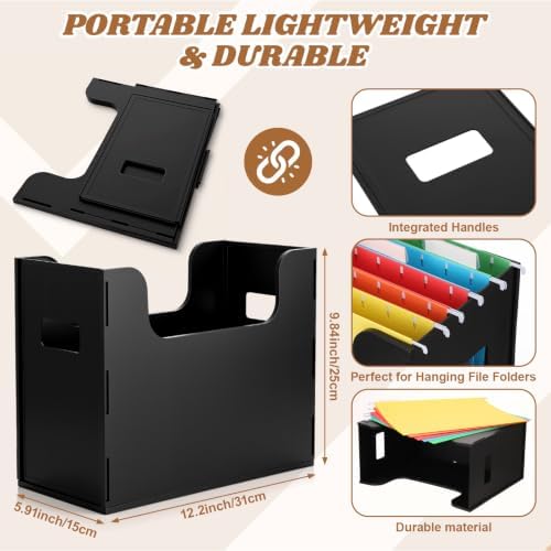 Qeeenar 2 Pcs Hanging File Box with 10 Pcs Multicolor Hanging File Folders - Image 2
