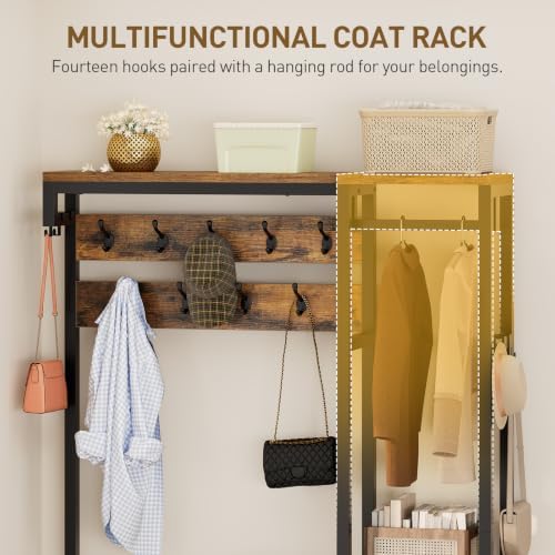 RALGEND Hall Tree with Bench and Shoe Storage, Shoe Rack with Coat Rack - Image 6