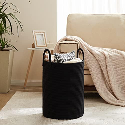Fiona's magic Woven Laundry Hamper, 72L Tall Blanket Storage-Black - Image 2