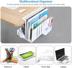 MAXECHO Desk Side Storage, Under Desk Laptop Mount, Table Side Hanging File Organizer, No Drill Clamp On Cable Management Tray, Laptop Holder with Magnetic Pen Holder for Office and Home, Load 22 Lbs - Image 3