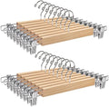 Amber Home 24Pack Wooden Pant Hangers with Adjustable Clips, 14.17" Natural by AmberHome