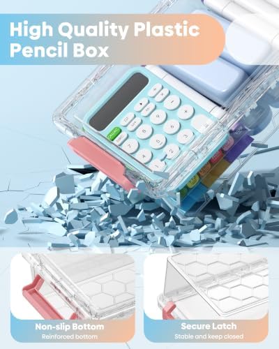 BiuLeon 8 Pack Large Pencil Box Set, Plastic Clear Pencil Case Marker Organizer, Crayon Box Craft Organizers, Stackable Storage Containers with Lid for Pen, Art and Craft Supplies(Color) - Image 3