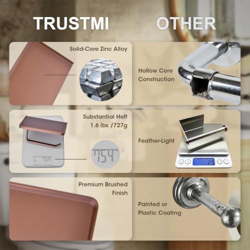 TRUSTMI Toilet Paper Holder with Shelf & Phone Stand, Brushed Rose Gold - Image 3