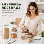 Pop Airtight Food Storage Containers with Lids Stackable Containers for Kitchen Pantry Organization Ideal for Cereal Snacks Flour Sugar Coffee and Spaghetti (gray, 6 pcs) - Image 6