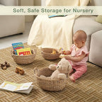 Set of 3 Wicker Storage Baskets for Organizing - Woven Decorative Baskets with Handles - Organizers for Bathroom, Kitchen, and Shelves (White) - Image 4