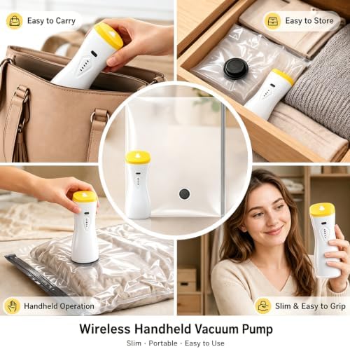 12 Pack Vacuum Compression Bags with 2‑in‑1 Rechargeable Air Pump - Image 3