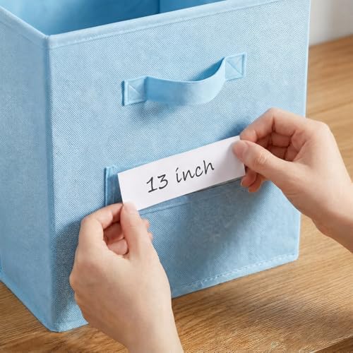 Storage Bins,13 Inch Cube Storage Bin with Labels,6pcs,Pastel Blue - Image 4
