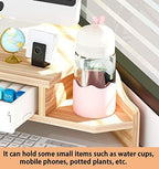 Triangle Monitor Stand Riser,Cut Triangle Save Space Desktop Corner,Desktop corner shelf with drawers wooden computer stand with storage laptop risers office organization. (Have drawers) - Image 7