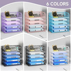 5-Tier Stackable Paper Organizer with Handle, Purple - Image 6
