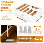 6 in 1 Bamboo Bag Storage Organizer, White Baggie Organizer for Drawer with Sliding Lid - Fits Gallon, Quart, Sandwich, Snack & Freezer Bags, Wall Mountable Kitchen Drawer Organization - Image 3