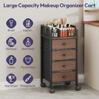 SWTYMIKI Rolling Makeup Organizer Cart - Under Desk Vanity Makeup Storage with 4 Non-woven Drawers, Nail Cart Organizer Cosmetic Display Cases Cabinet for Skin Care Perfume Nail Polish Brush Hair Tool - Image 6
