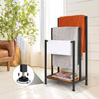 Towel Rack Freestanding, Blanket Rack Stand with Wooden Storage - Image 7