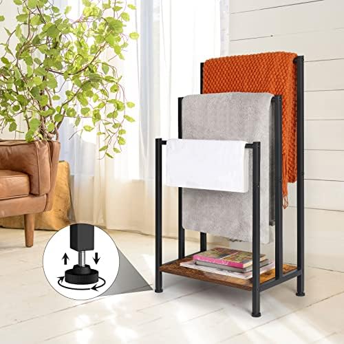 Towel Rack Freestanding, Blanket Rack Stand with Wooden Storage - Image 7
